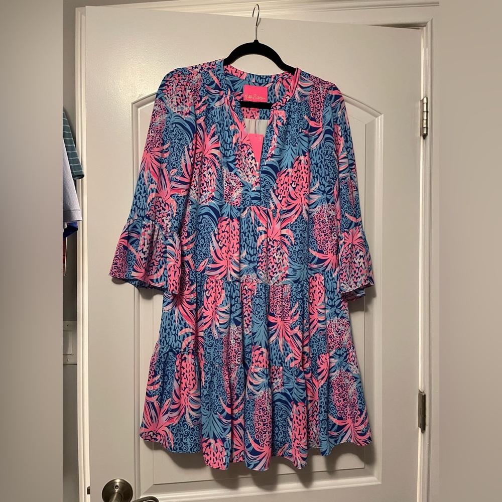 Lilly Pulitzer Vibrant Pink and Blue Dress